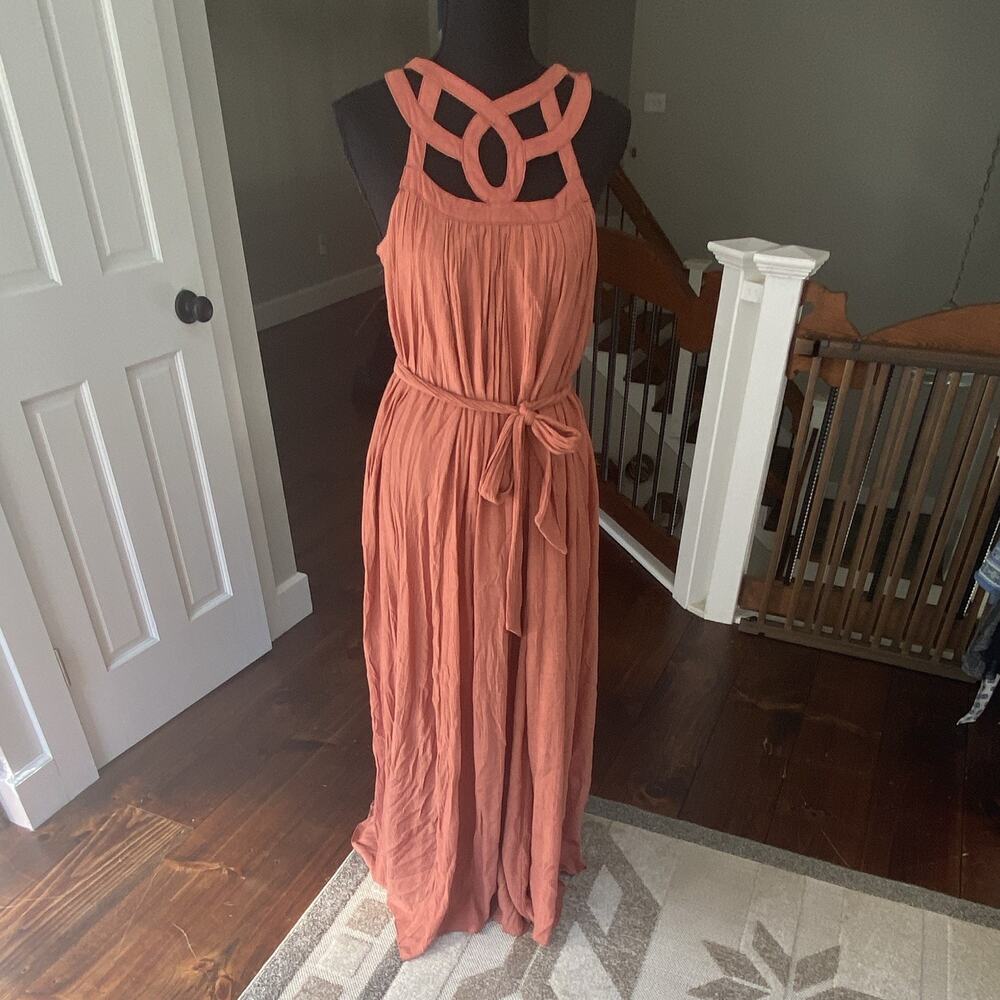Wishlist maxi dress with tie waist and chest and back embellishment